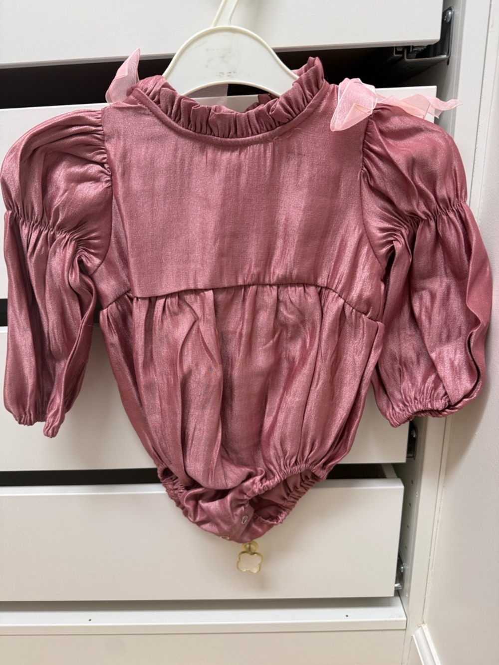 Bebe organic Girls' Shimmery Mauve Pink One-Piece Romper